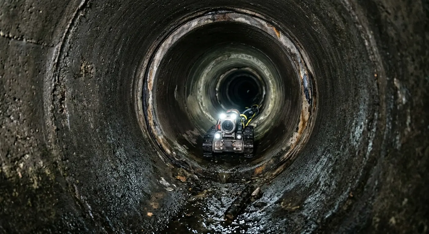 Robotic sewer camera inspecting pipe interior for Drain Snake Service in South Gate Ridge